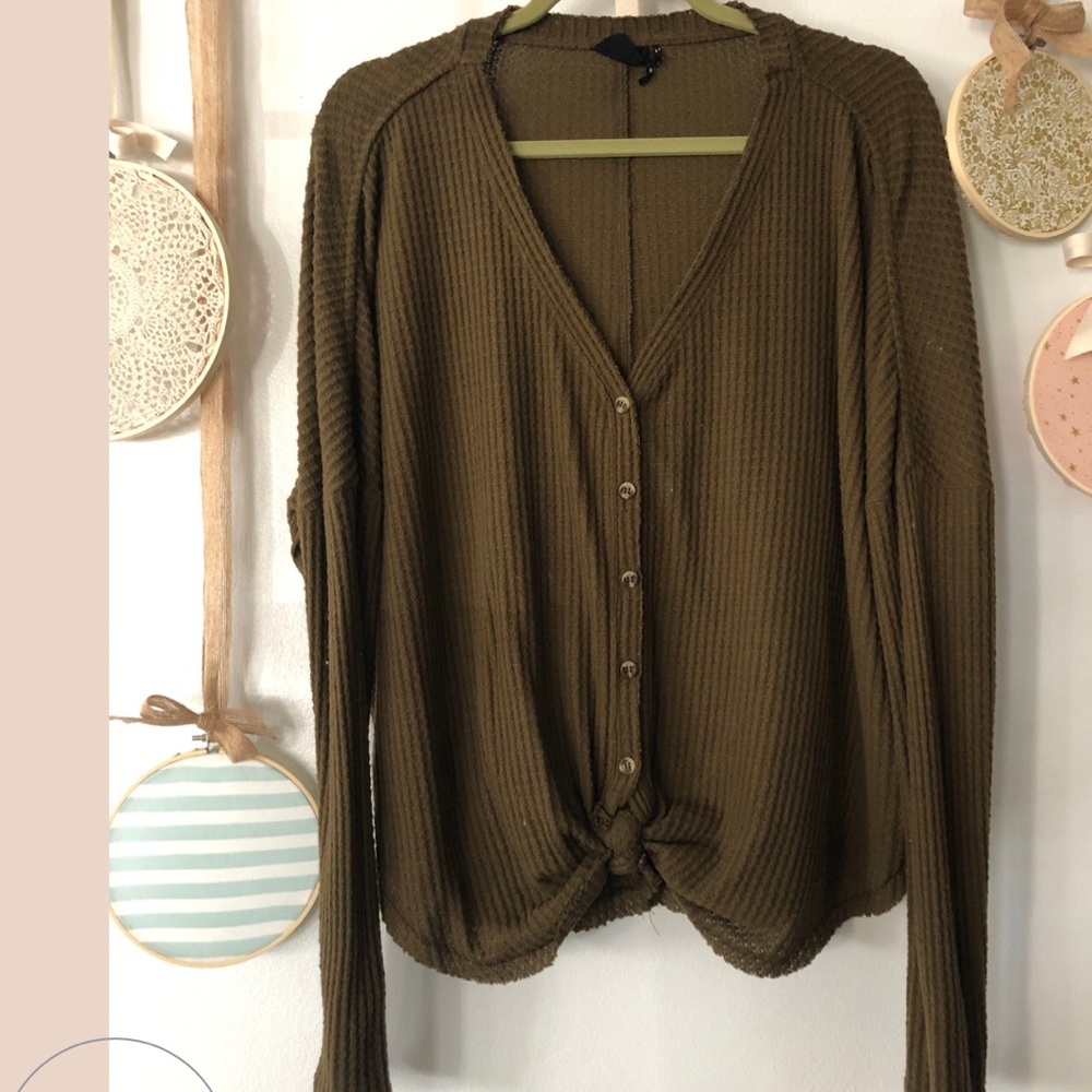 Urban Outfitters Waffle Tie Long Sleeve